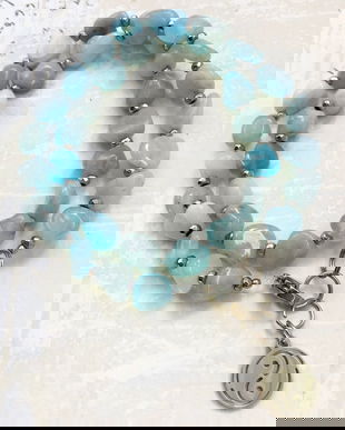 Colier CHOKER Aquamarin
