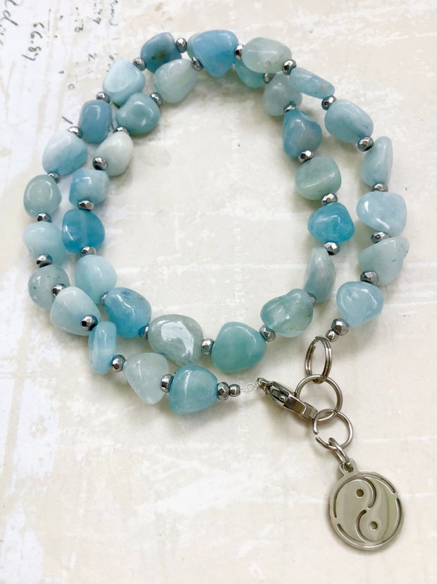 Colier CHOKER Aquamarin