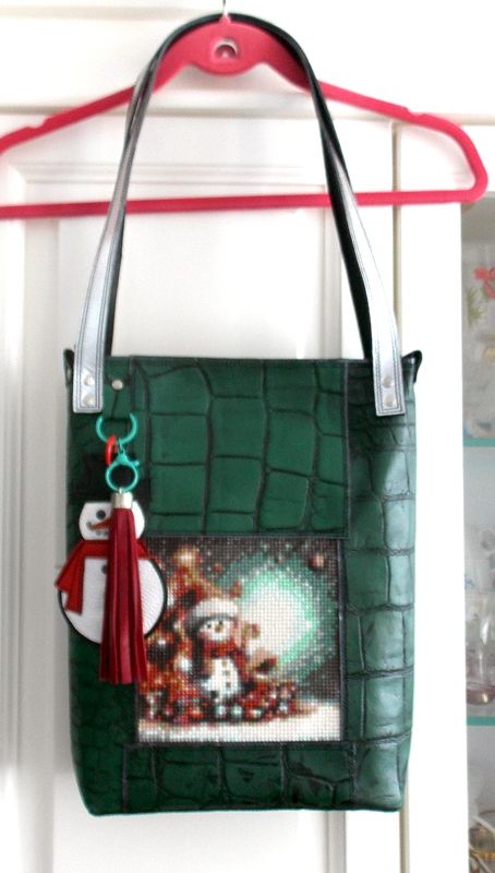 Geanta piele naturala*Tote bag*Diamond Painting*Love Crocodile*Christmas Bag