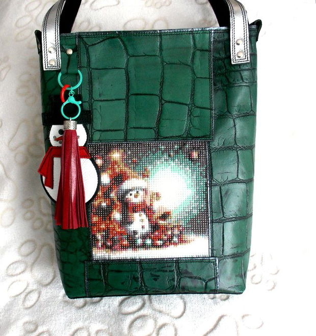 Geanta piele naturala*Tote bag*Diamond Painting*Love Crocodile*Christmas Bag
