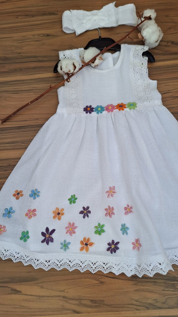 Rochiță fetite/rochita vara/rochita panza topita/rochita alba