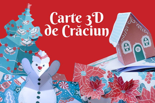 Carte DIY pop-up pentru copii - Crăciun