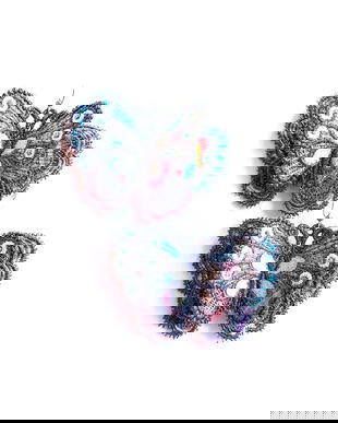 Cercei fluture cu aripi duble