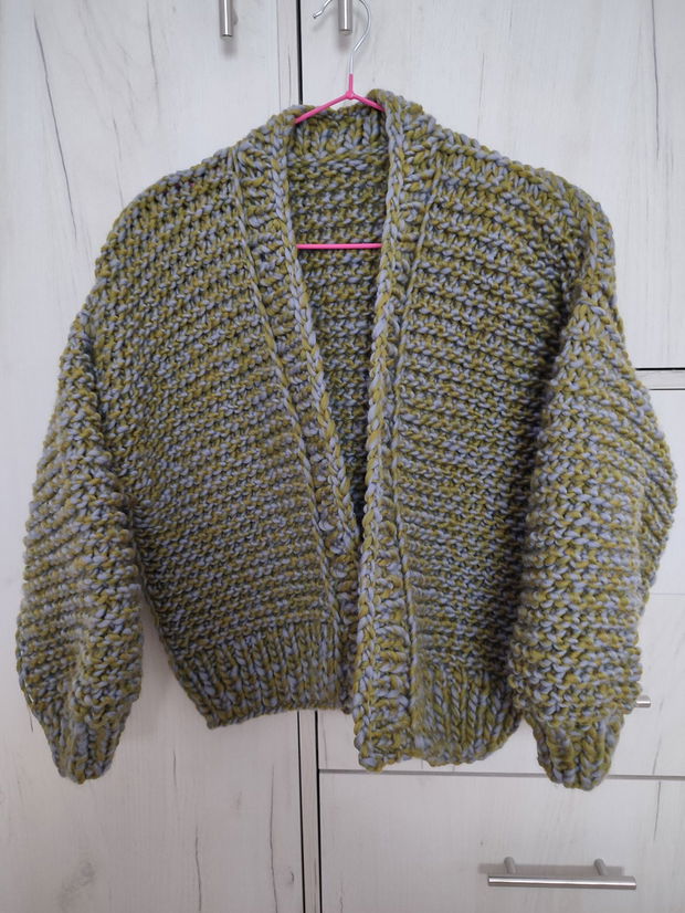 Cardigan kaki cu gri