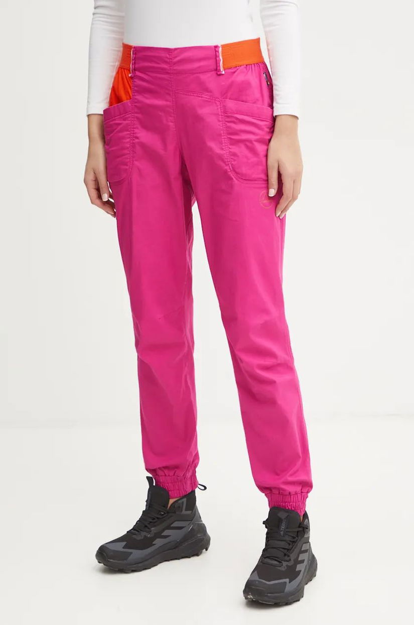 LA Sportiva pantaloni Tundra femei, culoarea roz, drept, high waist, O60411322