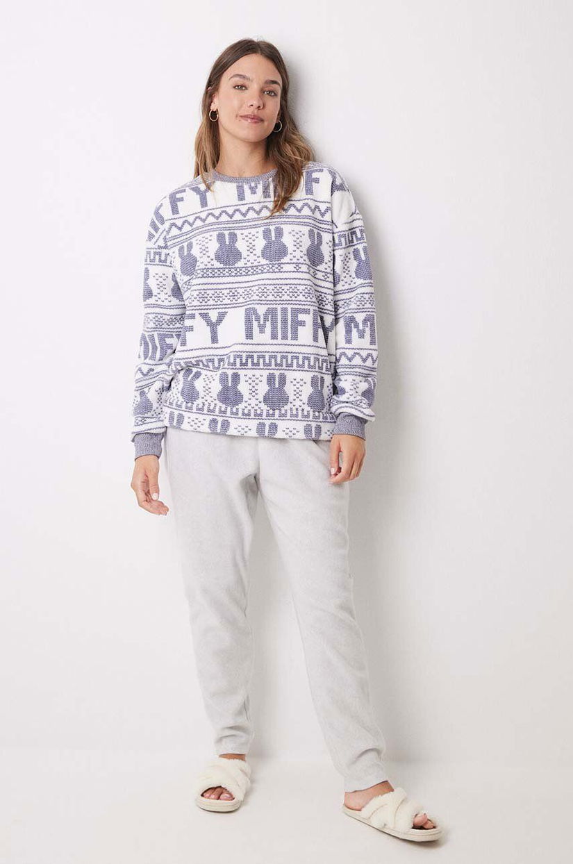 women'secret pijama Miffy femei, culoarea violet, bumbac, 3138577