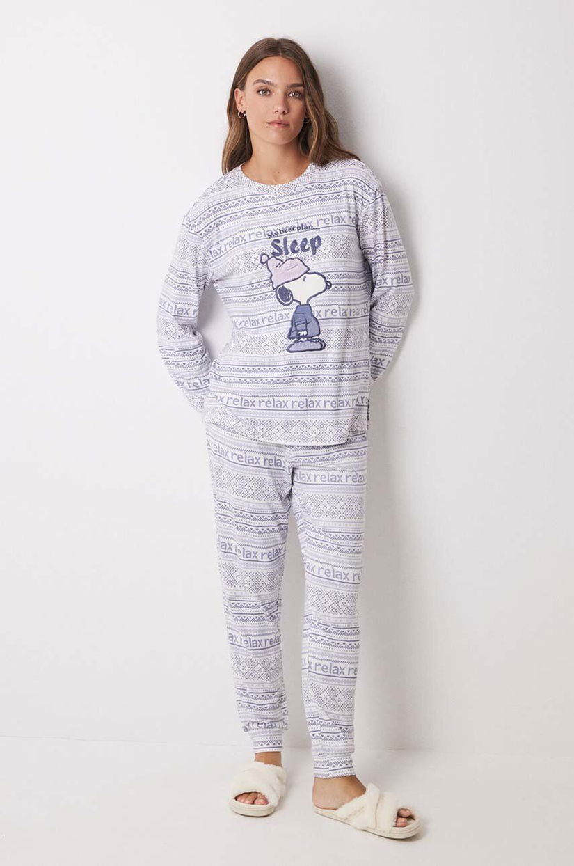 women'secret pijama Snoopy femei, culoarea bej, 3138572