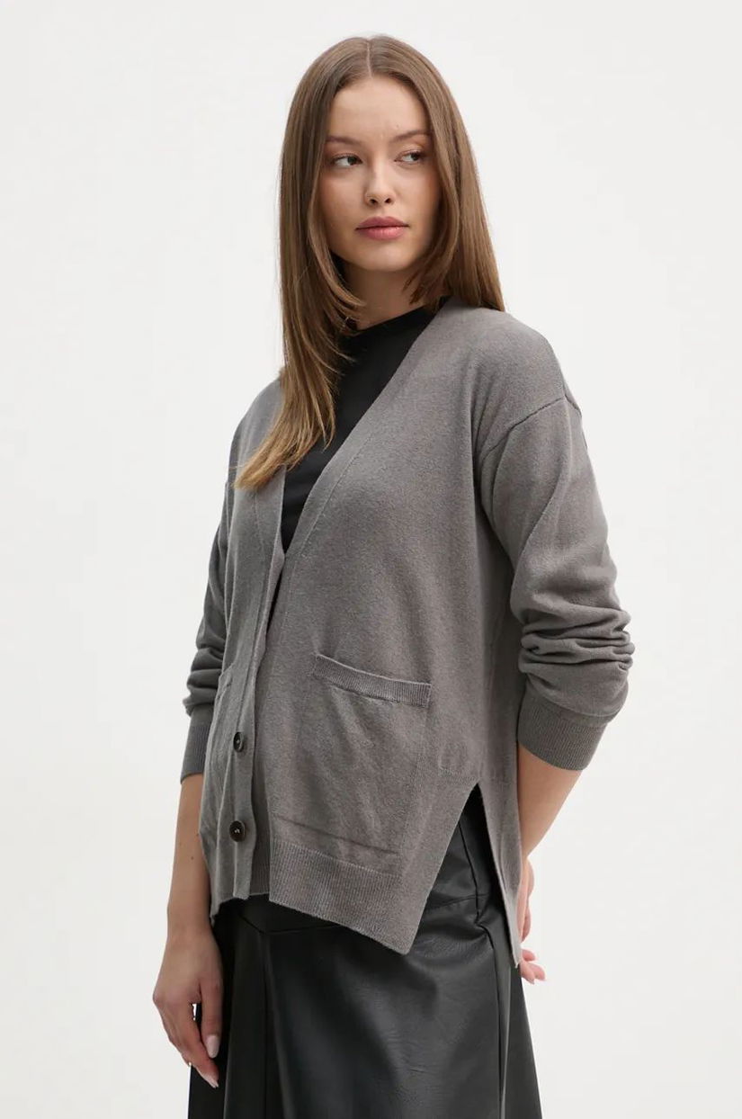 Sisley cardigan din amestec de casmir culoarea gri, light, 102HM601Z