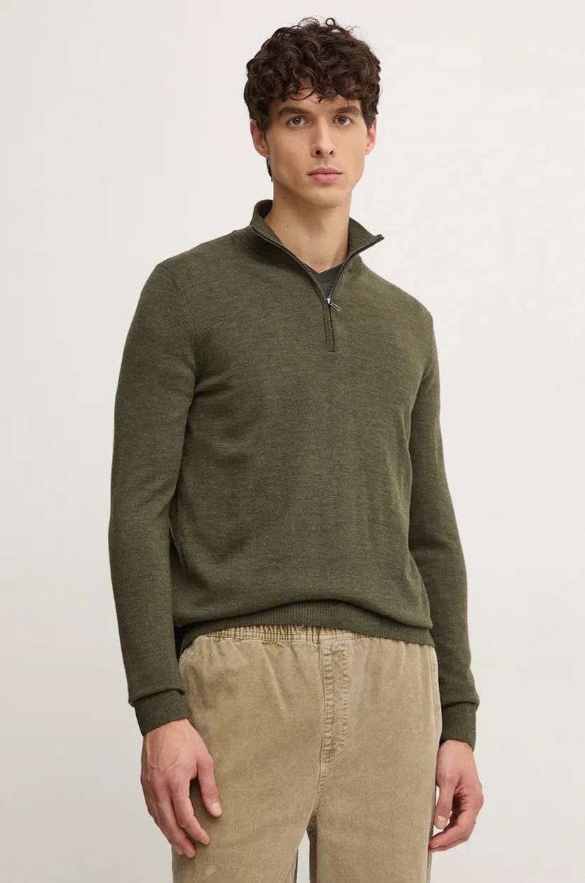 Joop! pulover de lana barbati, culoarea verde, light, cu turtleneck