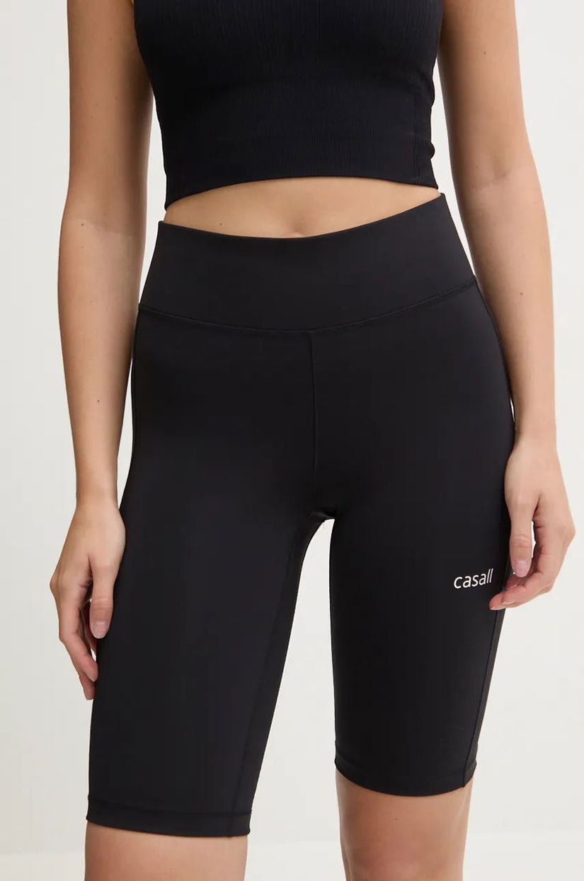 Casall pantaloni scurți de yoga Essential culoarea negru, neted, high waist, 24943