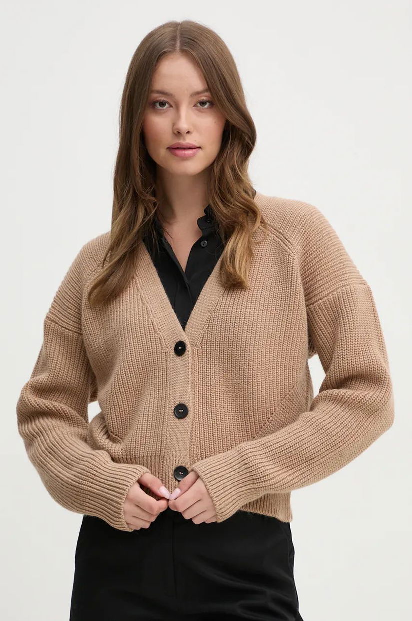 Sisley cardigan din lana culoarea bej, 148YM6025