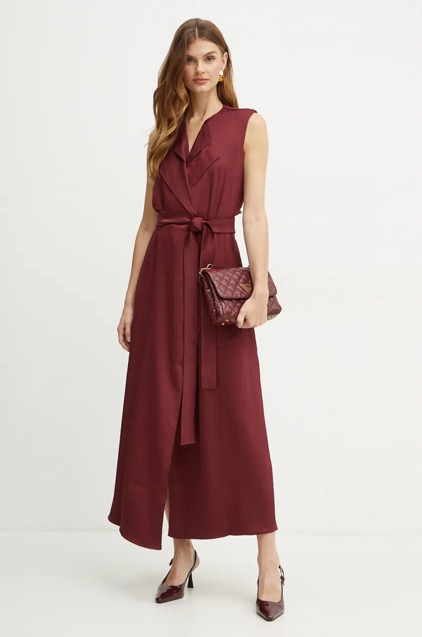 Bardot rochie LANZA culoarea bordo, maxi, evazati, 59608DB