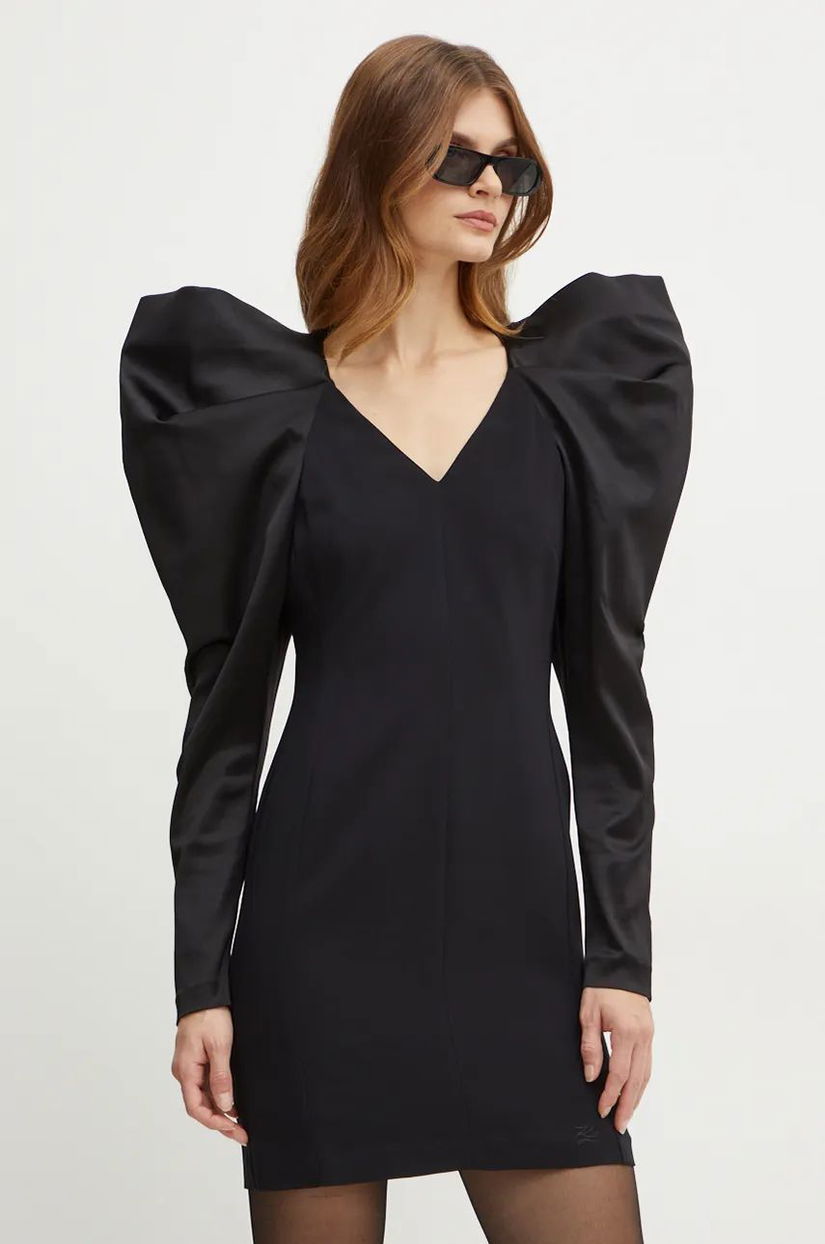 Karl Lagerfeld rochie culoarea negru, mini, mulata, 246W1308