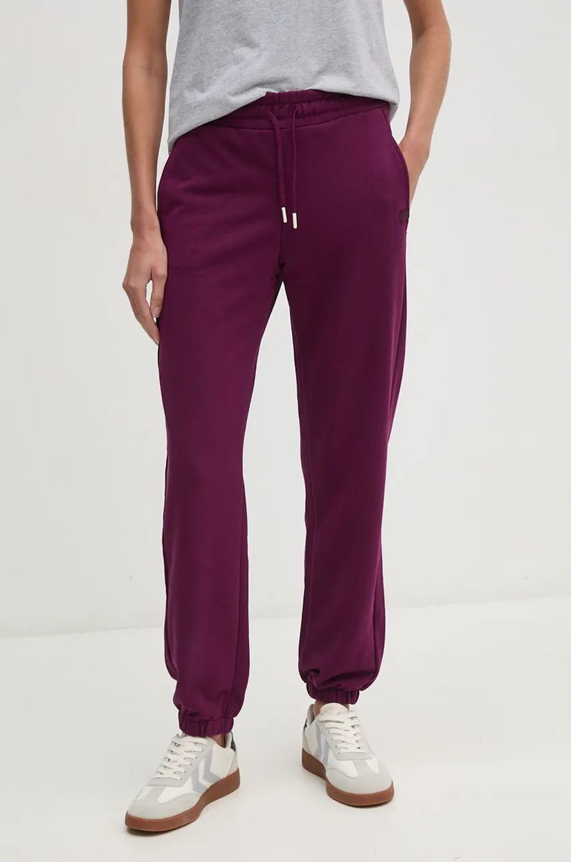 United Colors of Benetton pantaloni de trening culoarea violet, neted, 31NB3F03Y