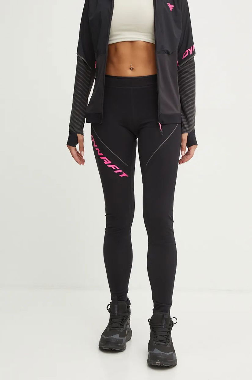 Dynafit leggins sport Winter Running femei, culoarea negru, cu imprimeu, 08.0000070945