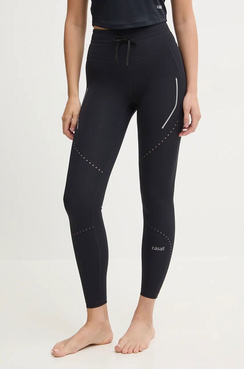 Casall leggins de alergare Shapify culoarea negru, neted, 23158