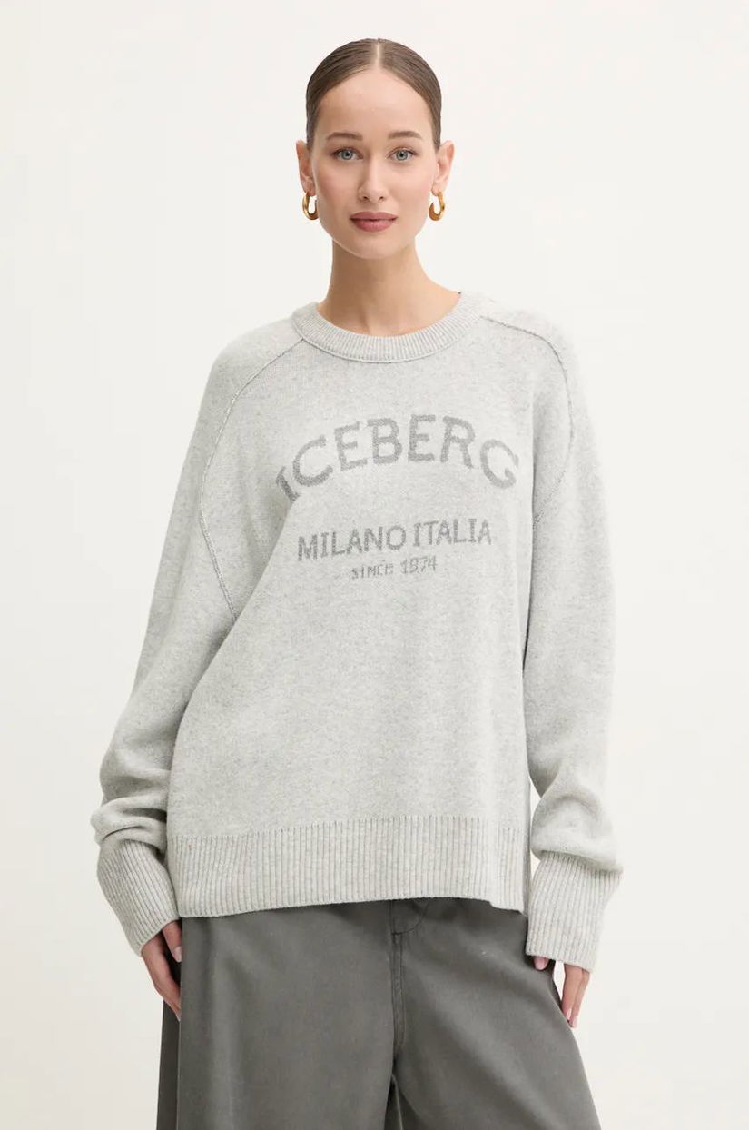 Iceberg pulover din amestec de lana culoarea gri, A011 7482