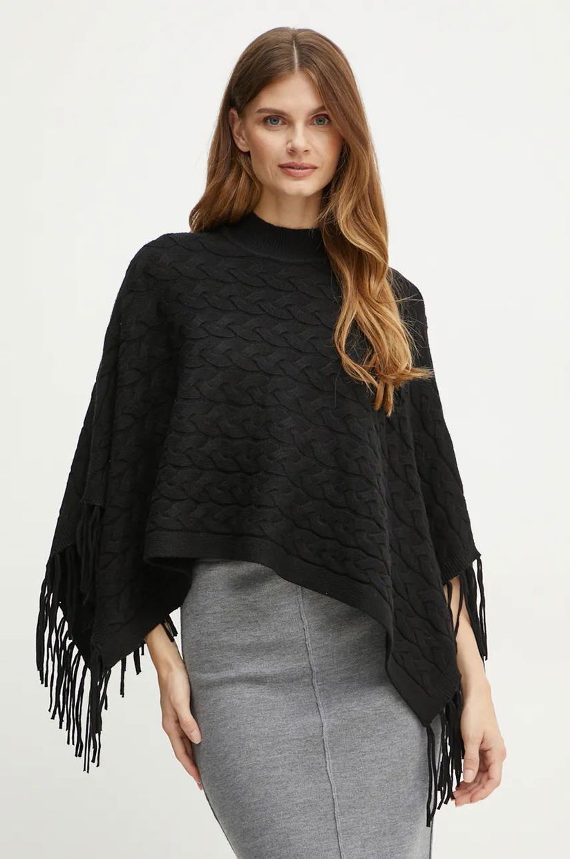 Silvian Heach poncho PLIZ culoarea negru, călduros, GPA24321PN