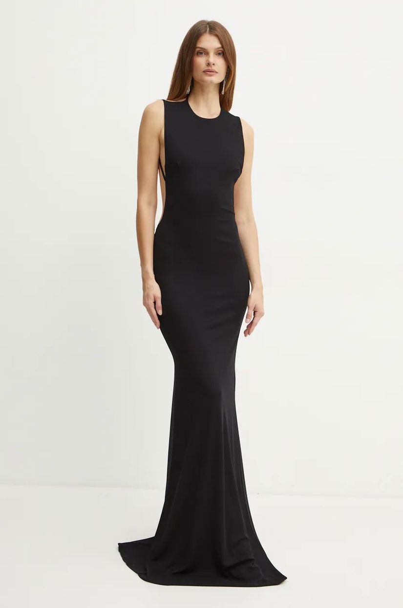 Elisabetta Franchi rochie culoarea negru, maxi, mulata, AB58642E2 NORBLIN