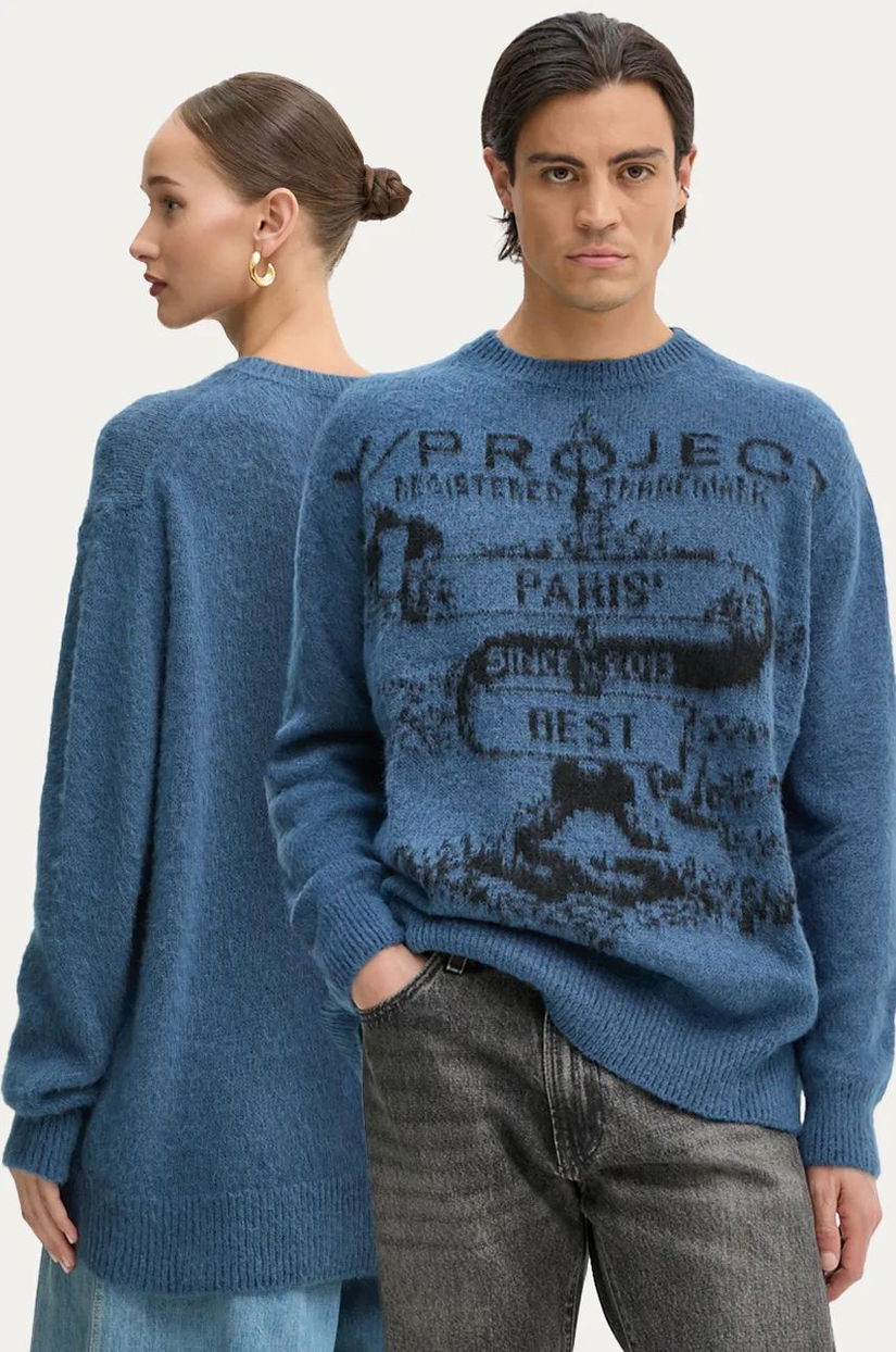 Y/Project pulover cu un strop de mohair PARIS' BEST JACQUARD PULLOVER light, 206SW001