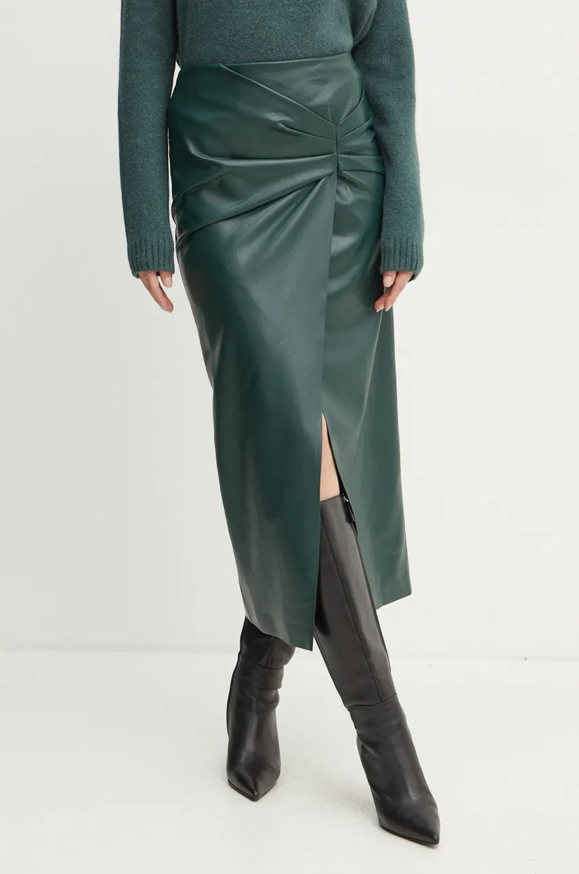 Simona Corsellini fusta culoarea verde, maxi, drept, A24CPGO007