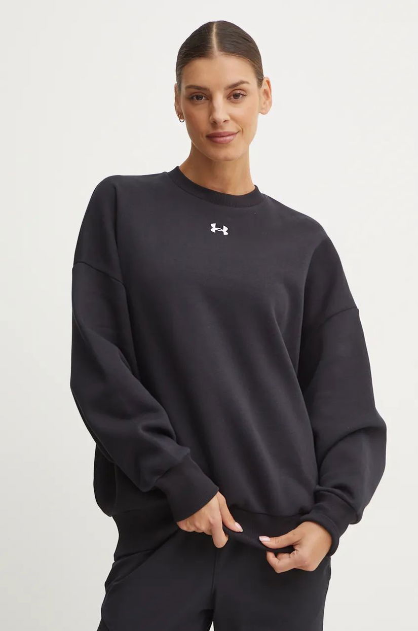 Under Armour bluza Rival Fleece femei, culoarea negru, neted, 1386463