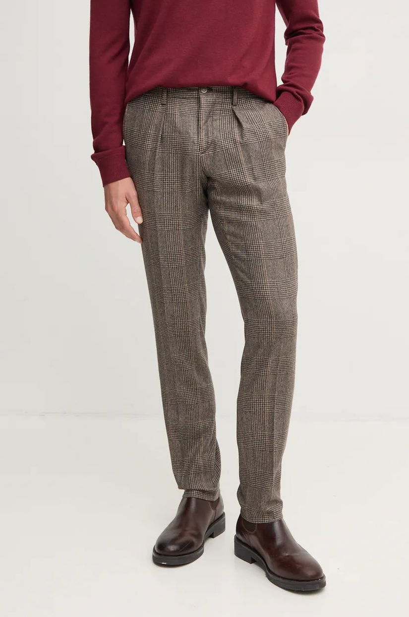 Hackett London pantaloni de lana culoarea maro, mulata, HM212639R