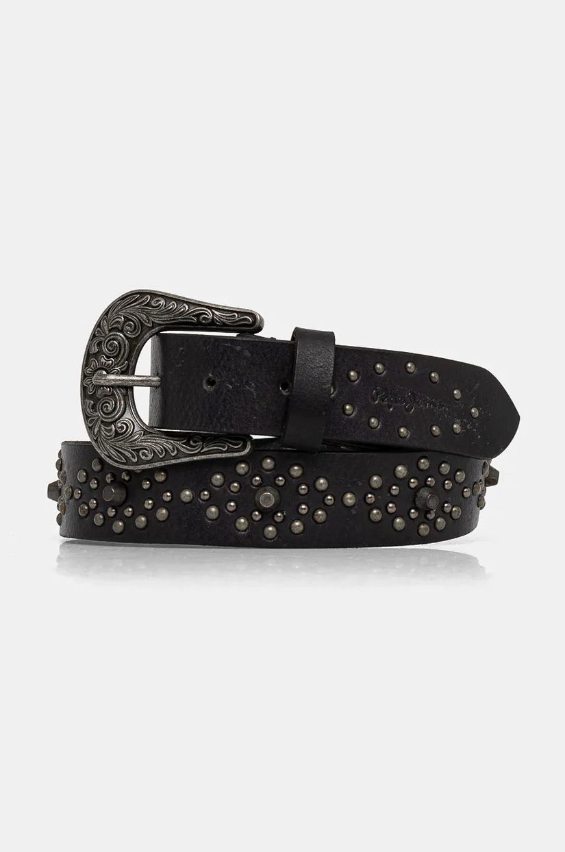 Pepe Jeans curea de piele KENDALL BELT femei, culoarea negru, PL020854