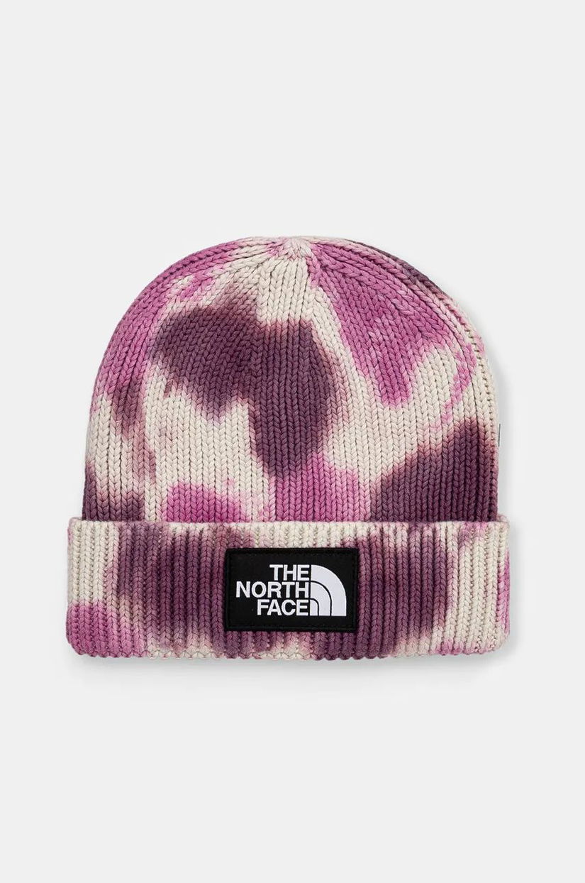 The North Face caciula Tie Dye Logo Box Beanie culoarea violet, bumbac, din tesatura neteda, NF0A7WJI9EI1