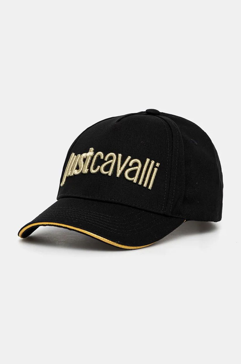 Just Cavalli șapcă de baseball din bumbac culoarea negru, cu imprimeu, 77QAZK30 ZG192