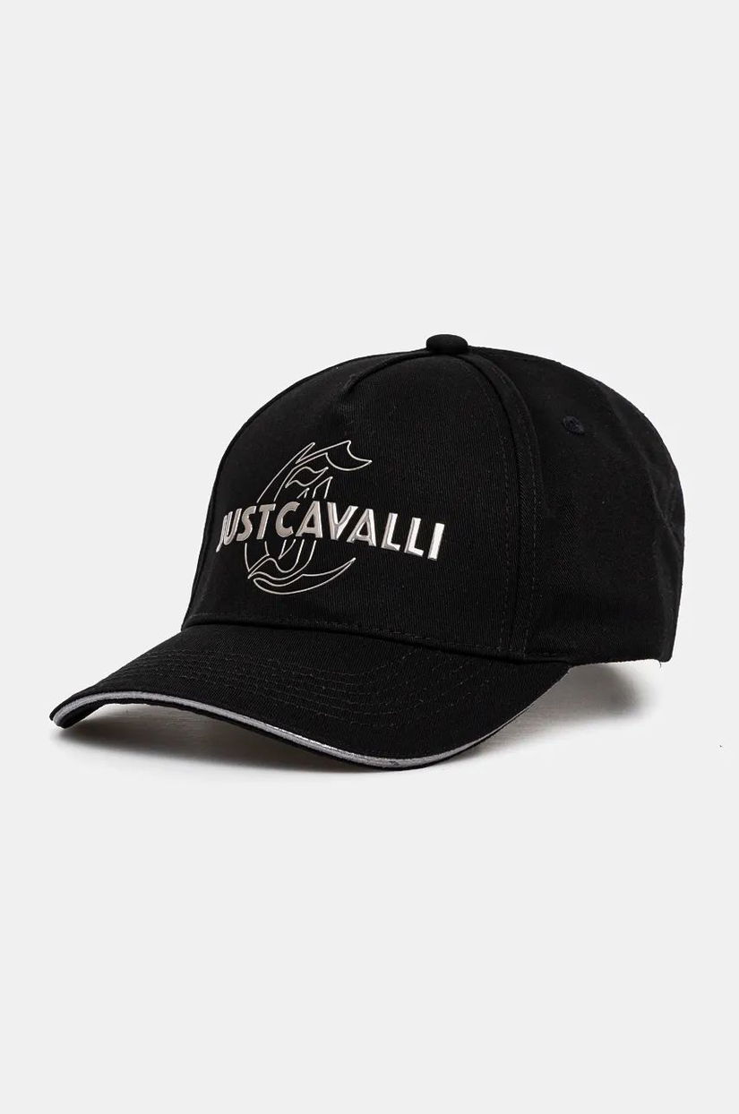 Just Cavalli șapcă de baseball din bumbac culoarea negru, cu imprimeu, 77QAZK50 ZG318