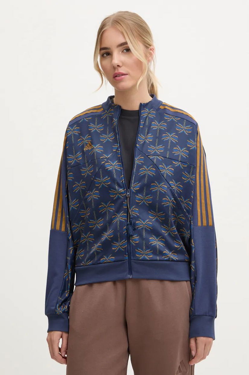 adidas bluza x Farm Rio femei, culoarea albastru marin, modelator, IV9763