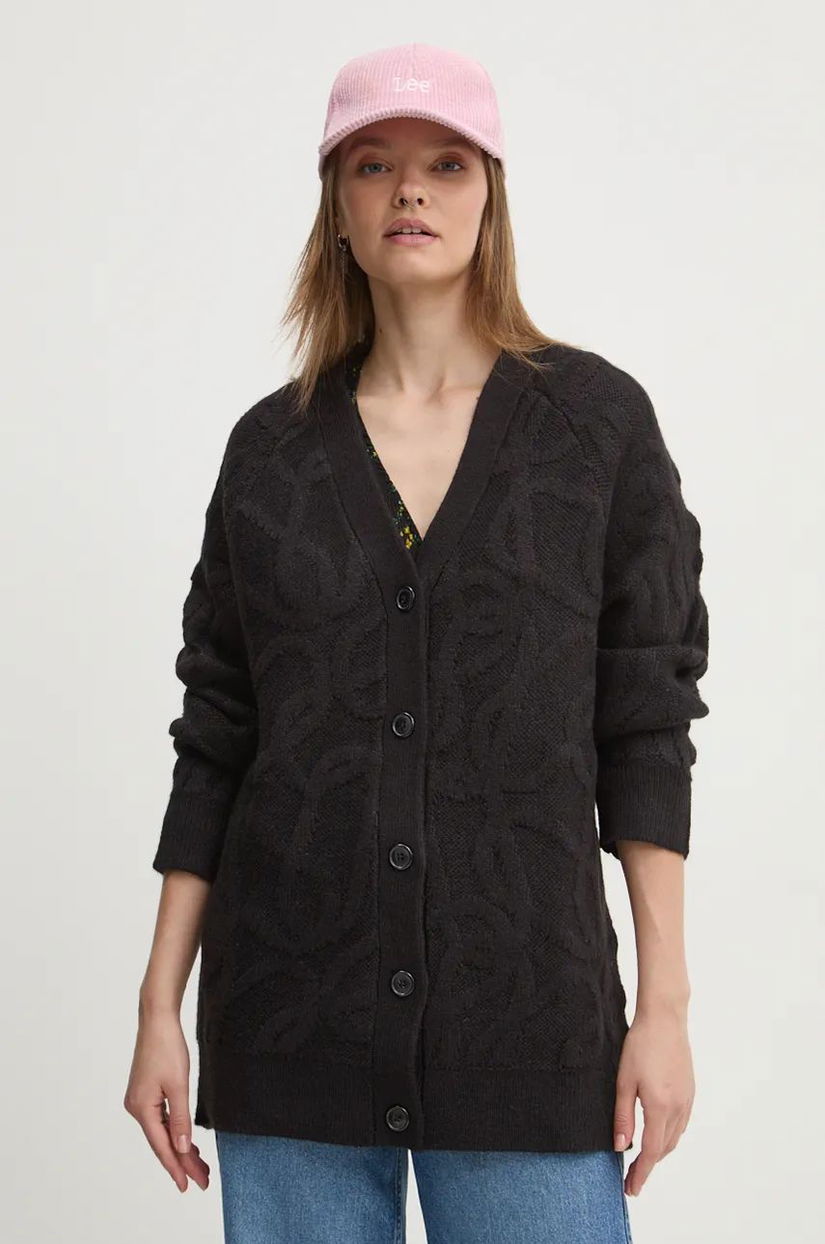 Desigual cardigan MONTREAL femei, culoarea negru, 24WWJF12