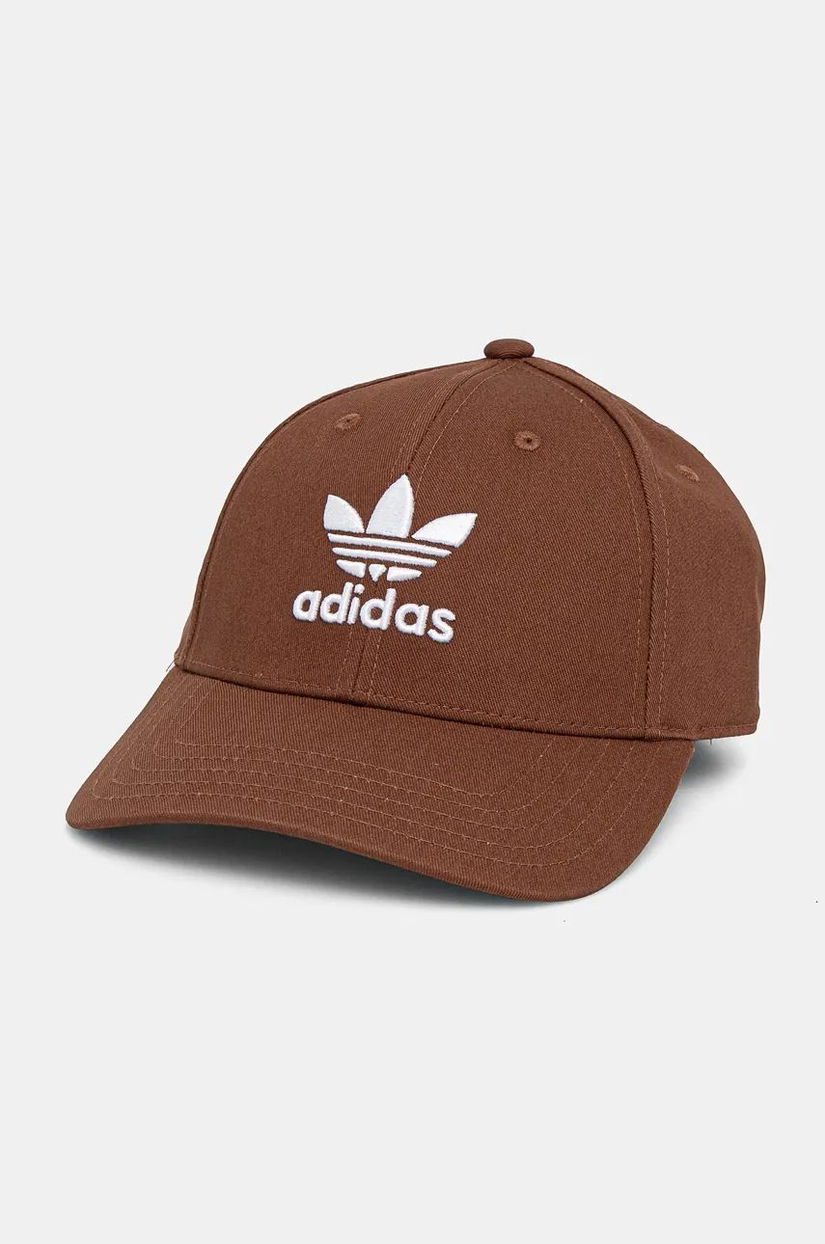 adidas Originals șapcă de baseball din bumbac culoarea maro, cu imprimeu, IX7572