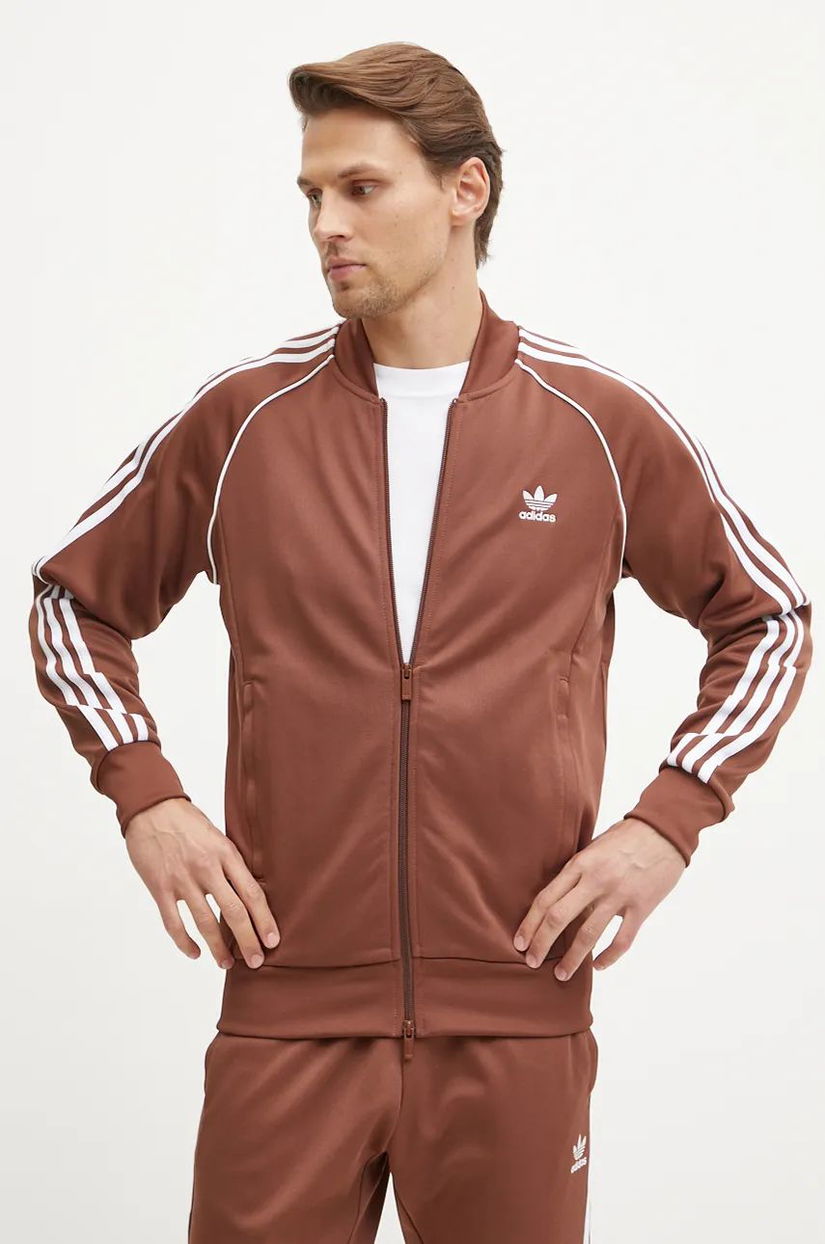 adidas Originals bluza Adicolor Classics SST Tracktop barbati, culoarea maro, modelator, IY9855