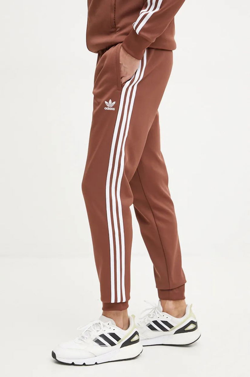 adidas Originals pantaloni Adicolor Classics SST Track Pants barbati, culoarea maro, modelator, IY9866