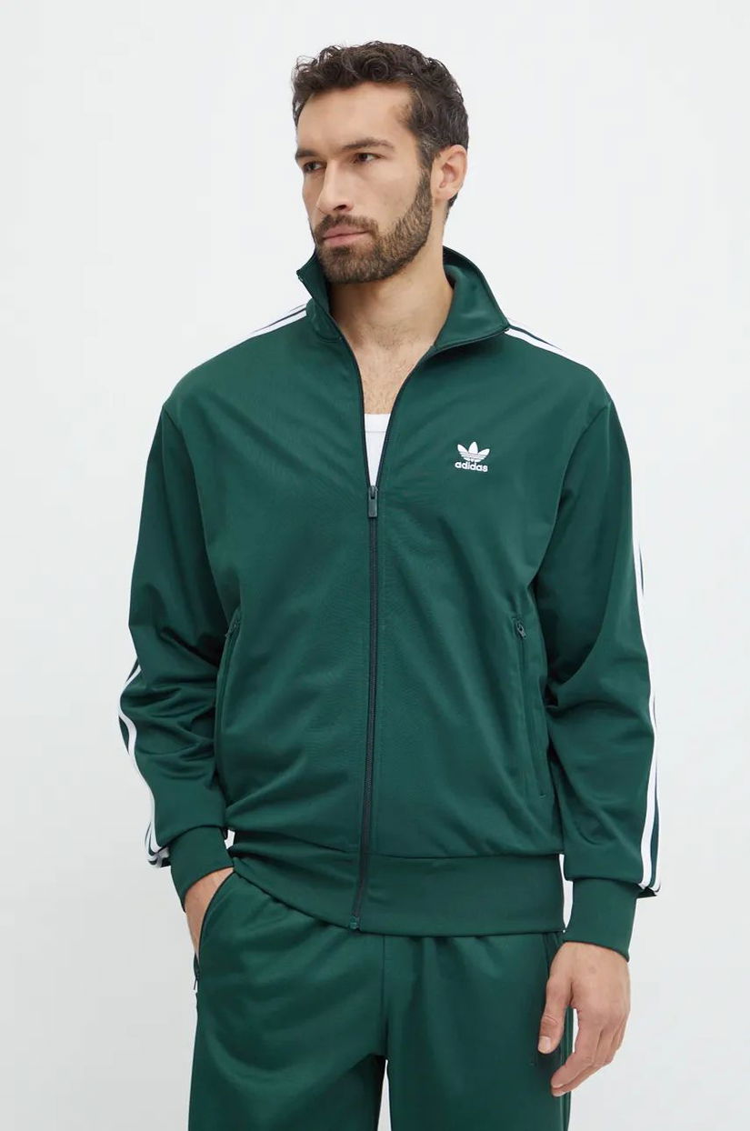 adidas Originals bluza Adicolor Classics Firebird barbati, culoarea verde, cu imprimeu, IY9892