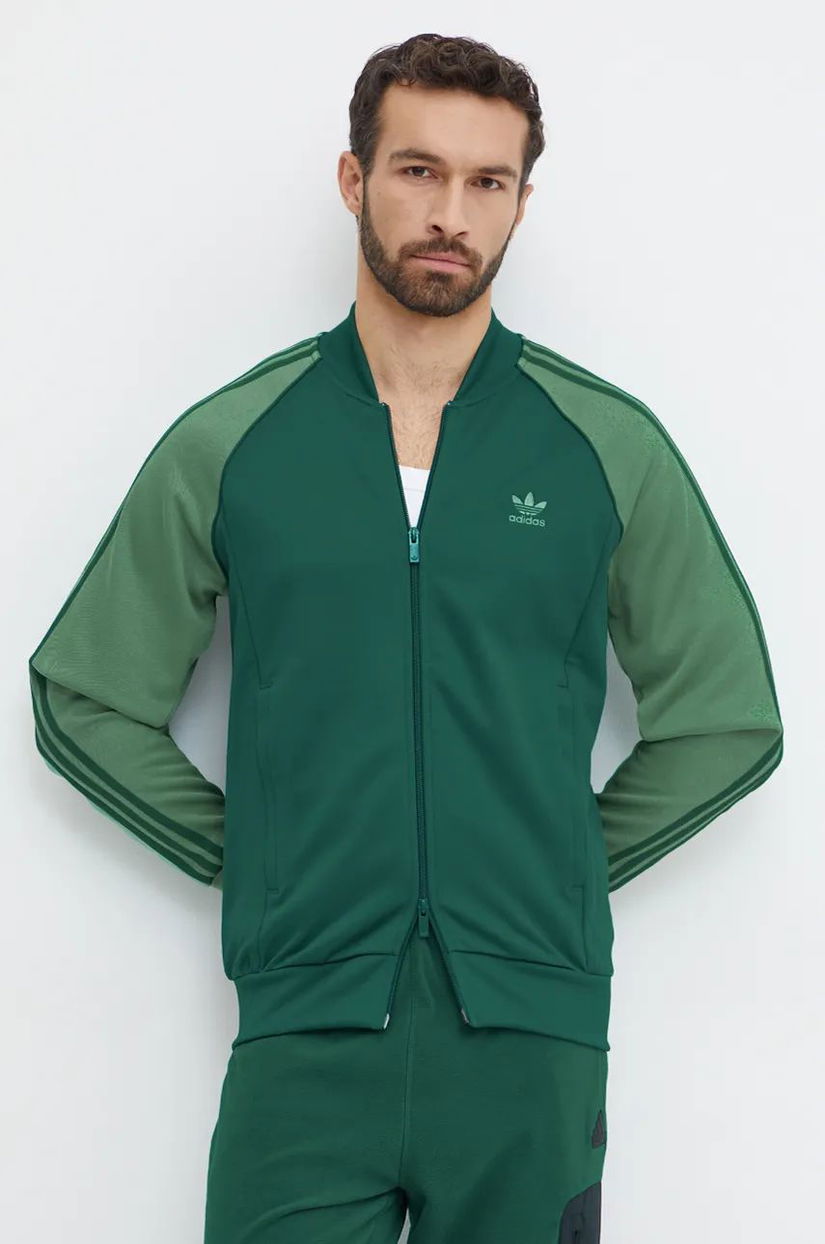 adidas Originals bluza Adicolor Classics SST Tracktop barbati, culoarea verde, modelator, IY8731