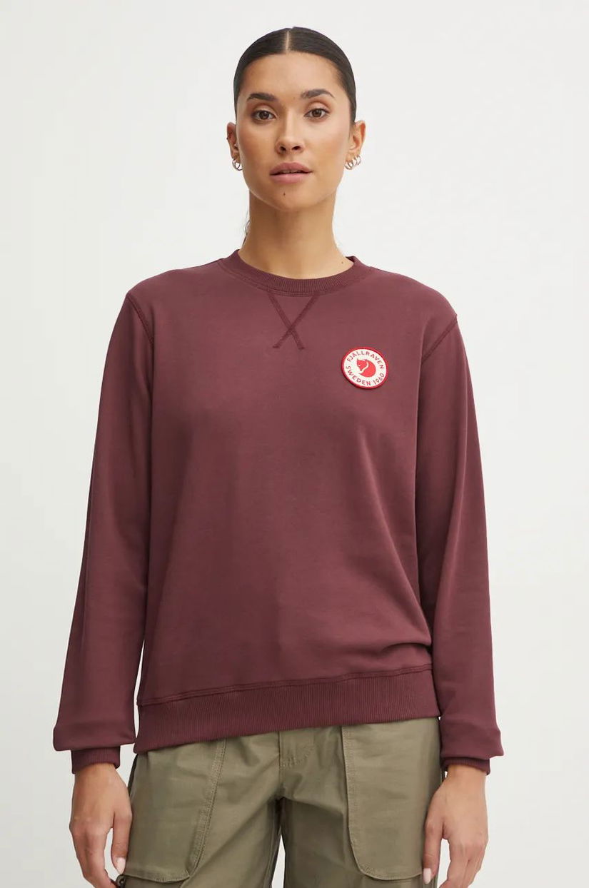 Fjallraven bluză trening 1960 Logo Badge culoarea bordo, neted, F87230.357