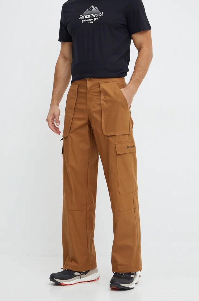 Columbia pantaloni Brea Falls femei, culoarea maro, lat, high waist, 2086041