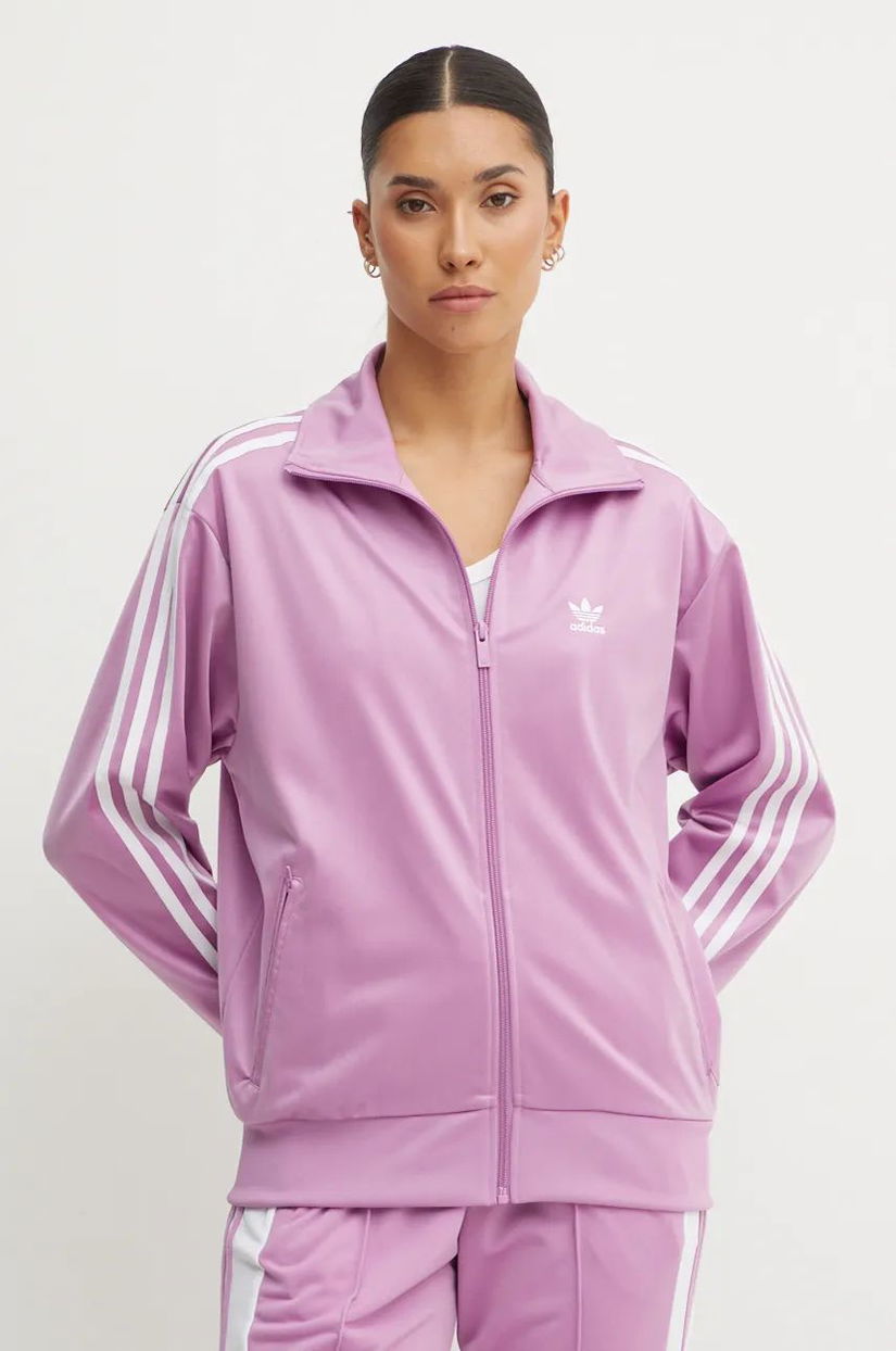 adidas Originals bluza Firebird femei, culoarea violet, cu imprimeu, IY4741