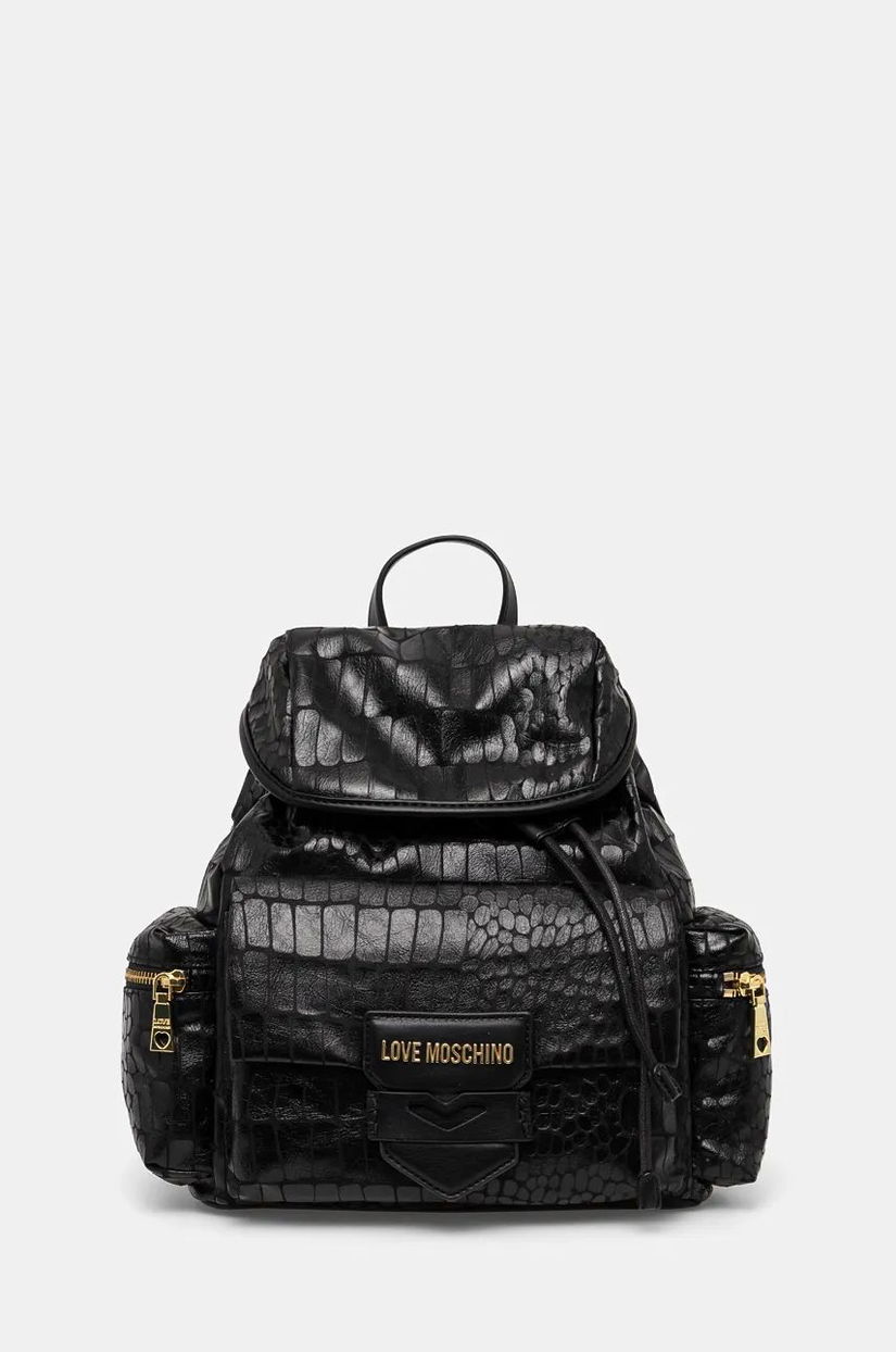 Love Moschino rucsac femei, culoarea negru, mic, neted, JC4287PP0L