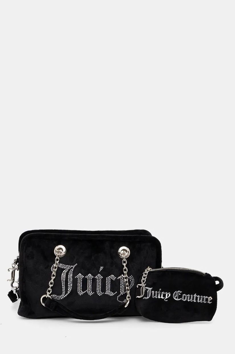 Juicy Couture geantă de mână din catifea Kimberly culoarea negru, BIJQL5465WPO000