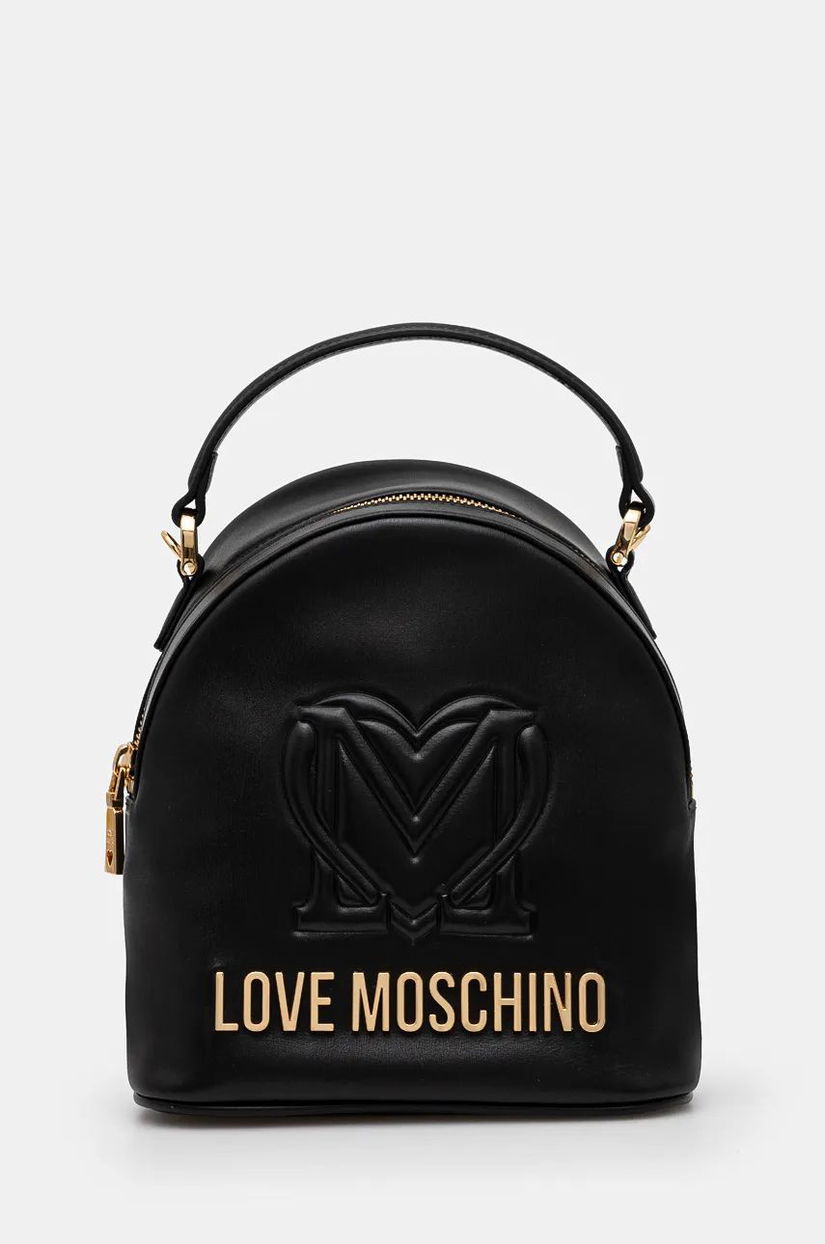 Love Moschino ghiozdan de piele femei, culoarea negru, mic, cu imprimeu, JC4361PP0L