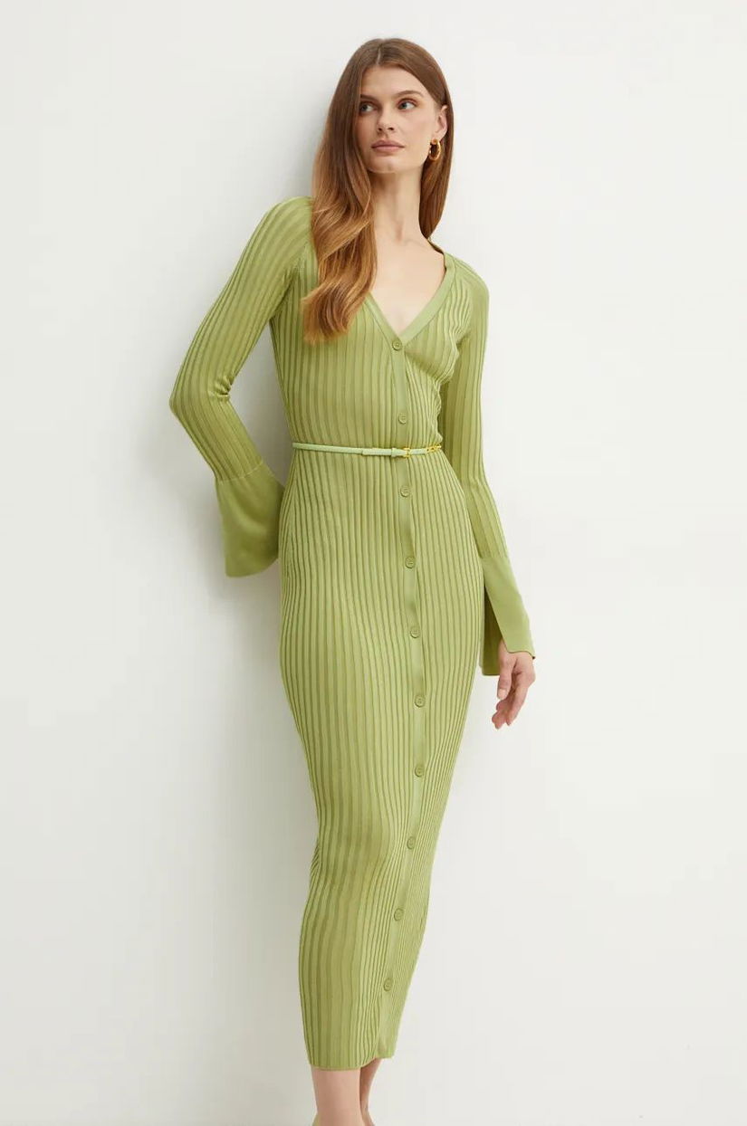 Elisabetta Franchi rochie culoarea verde, maxi, mulata, AM61R41E2 NORBLIN