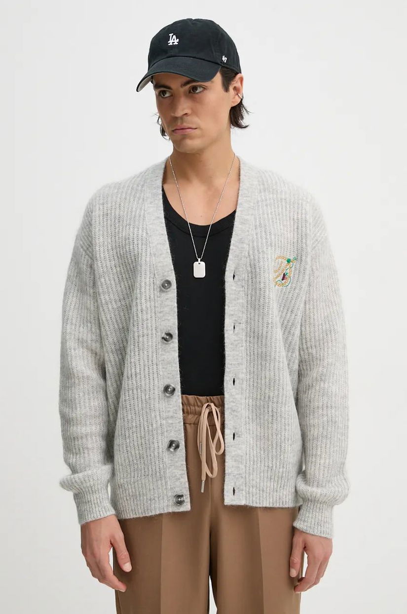 Drôle de Monsieur cardigan din lana Le Cardigan D Raisin culoarea gri, E.CA130.PA021.GY Le Cardigan D Raisin