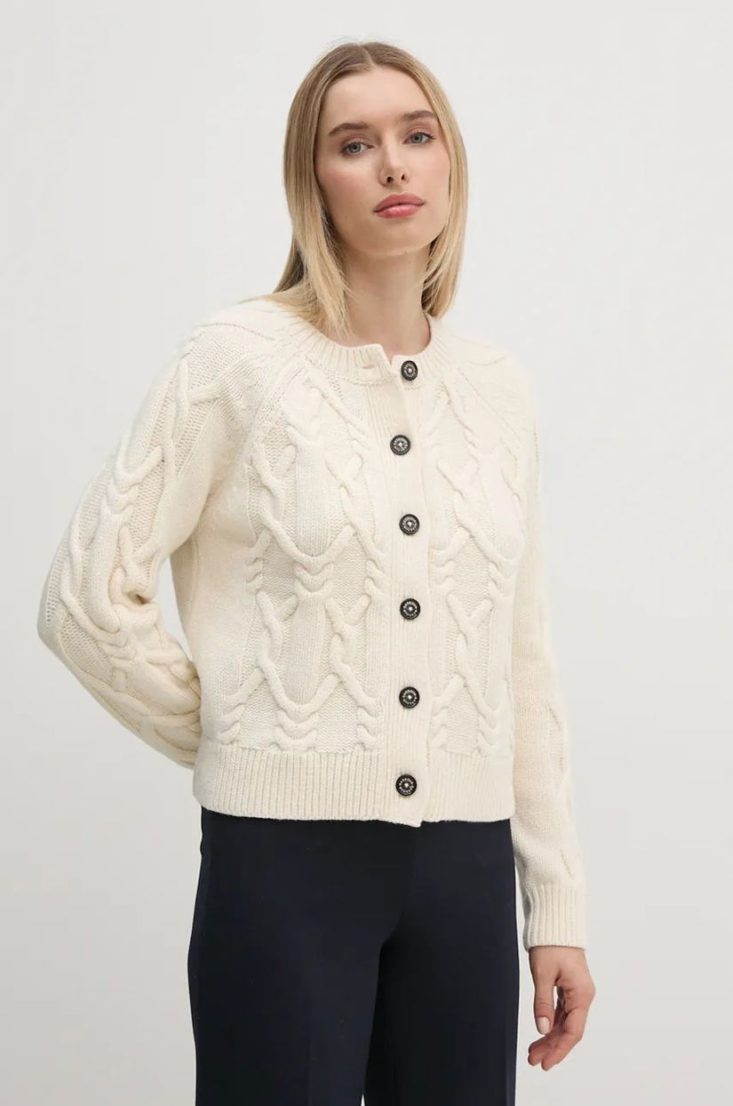 Barbour cardigan din lana culoarea bej, LKN1558