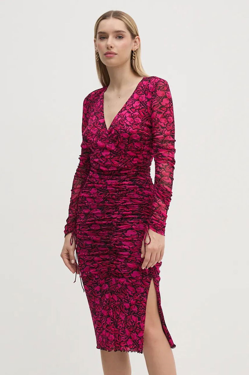 DIANE VON FURSTENBERG rochie culoarea roz, mini, mulata, DVFDL3S004