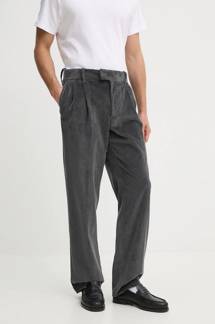 Drôle de Monsieur pantaloni de catifea cord Le Pantalon Golfeur Corduroy culoarea gri, drept, E.BP165.CO156.DGR Le Pantalon Golfeur Corduroy