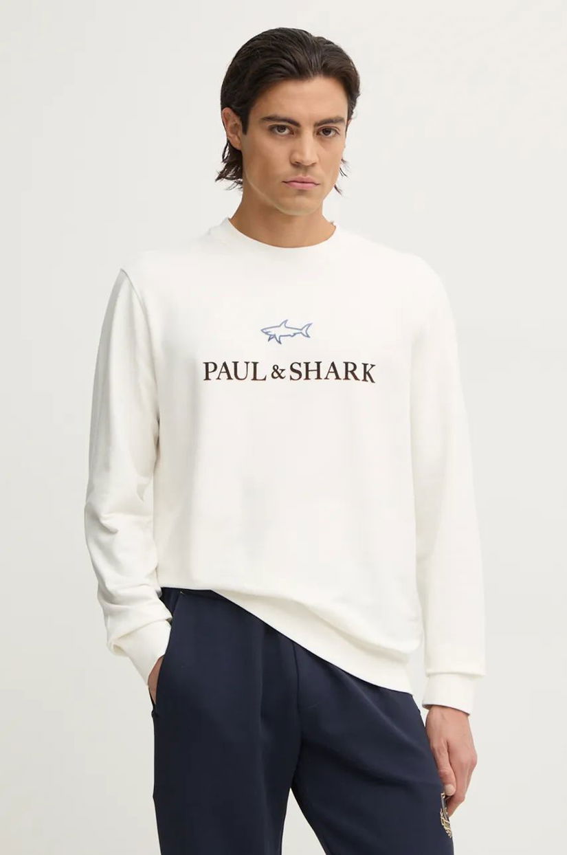 Paul&Shark bluza barbati, culoarea alb, cu imprimeu, 14311817